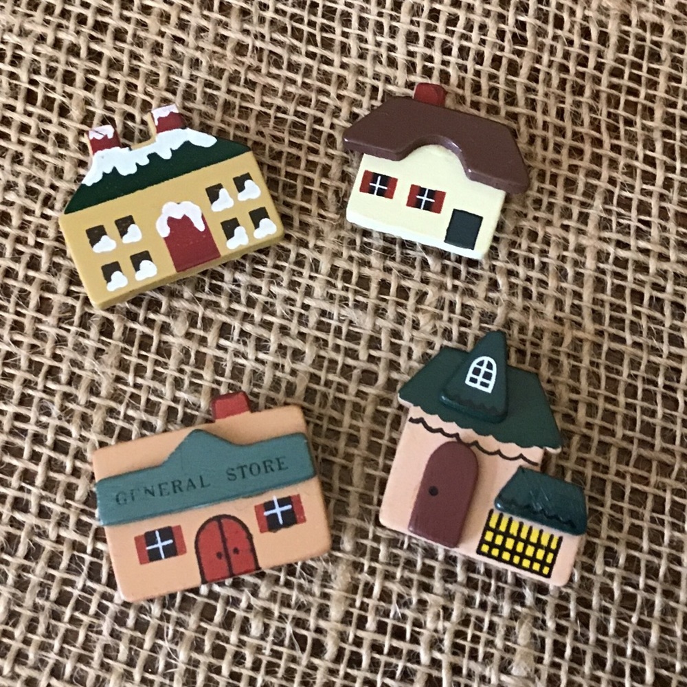 Vintage hand painted wooden button covers